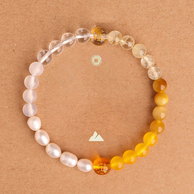 Buddha Stones Bracciale della saggezza con cinque elementi, vari cristalli di agata, onice nero, calcedonio verde, acquamarina - image 28