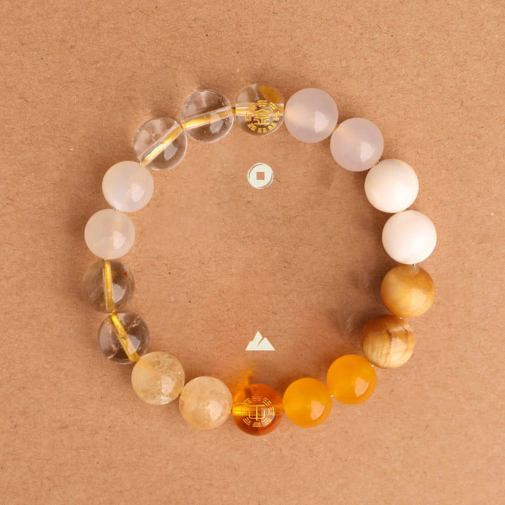 Buddha Stones Bracciale della saggezza con cinque elementi, vari cristalli di agata, onice nero, calcedonio verde, acquamarina - image 32