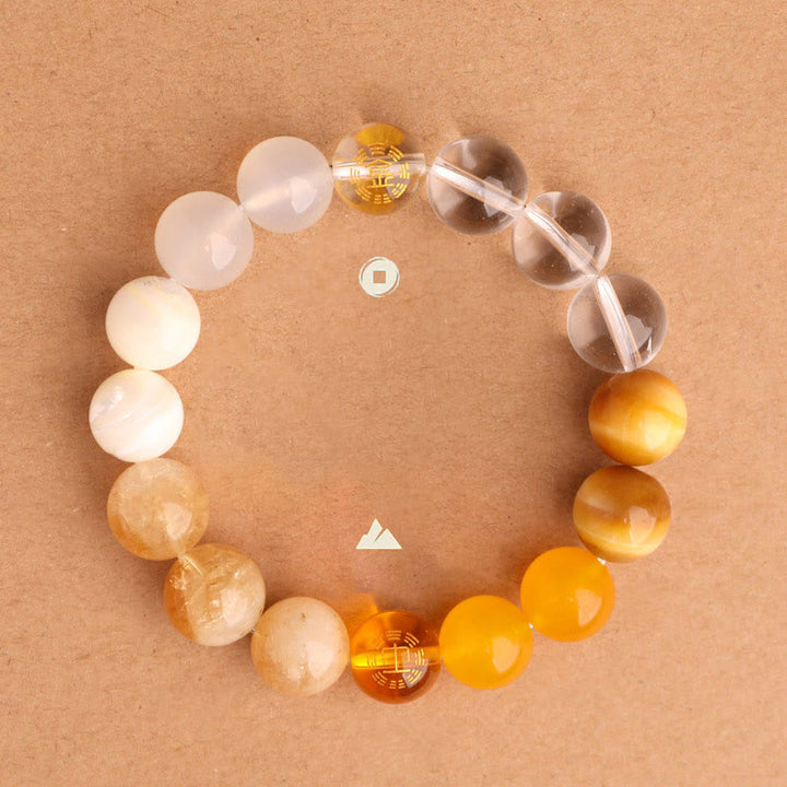 Buddha Stones Bracciale della saggezza con cinque elementi, vari cristalli di agata, onice nero, calcedonio verde, acquamarina - image 34