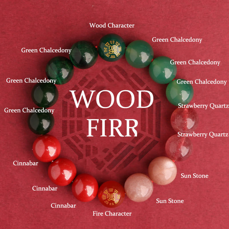 Buddha Stones Bracciale della saggezza con cinque elementi, vari cristalli di agata, onice nero, calcedonio verde, acquamarina - Fuoco di legna (circonferenza del polso: 14-16 cm) - 12 millimetri - image 51