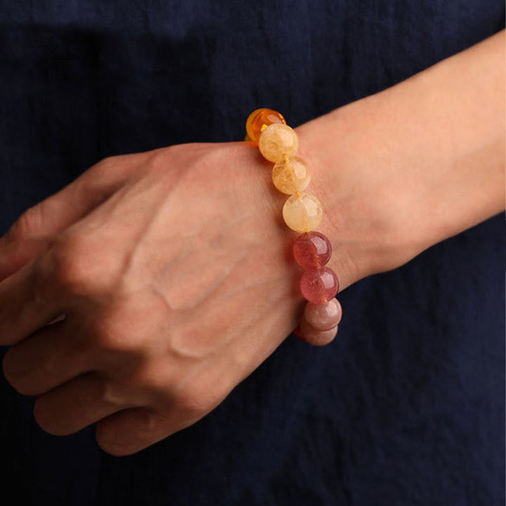 Buddha Stones Bracciale della saggezza con cinque elementi, vari cristalli di agata, onice nero, calcedonio verde, acquamarina - image 44