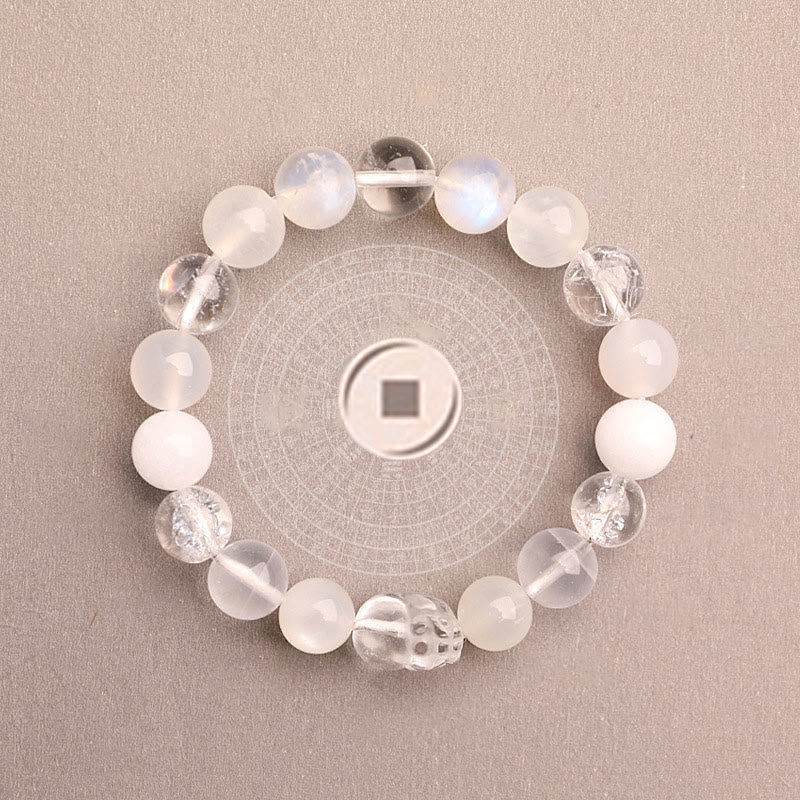 Buddha Stones Braccialetto portafortuna fantasma verde a cinque elementi con agata verde cristallo, quarzo fragola e agata muschiata. - image 42