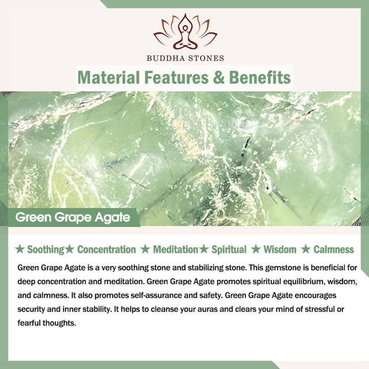 Buddha Stones Cinque Elementi Vari Agata Cristallo Verde Fantasma Quarzo Rutilato Uva Verde Agata Malachite Braccialetto della Fortuna - image 8