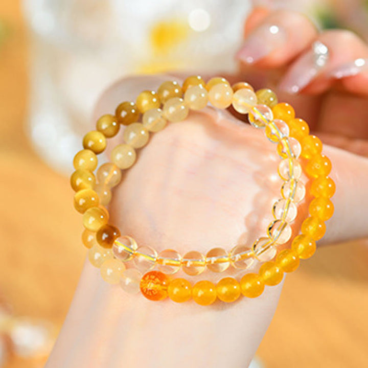 Buddha Stones Cinque Elementi Vari Agata Cristallo Calcedonio Cristallo Bianco Agata Bianca Braccialetto della Fortuna - image 34