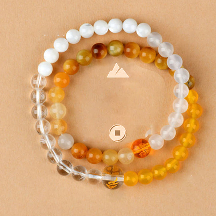 Buddha Stones Cinque Elementi Vari Agata Cristallo Perla Onice Nero Agata Bianca Cristallo Bianco Braccialetto della Fortuna - image 32