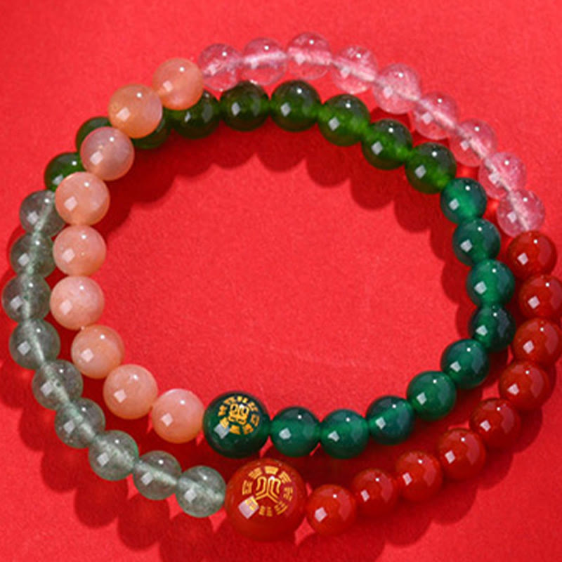 Buddha Stones Cinque Elementi Vari Agata Cristallo Perla Onice Nero Agata Bianca Cristallo Bianco Braccialetto della Fortuna - image 13