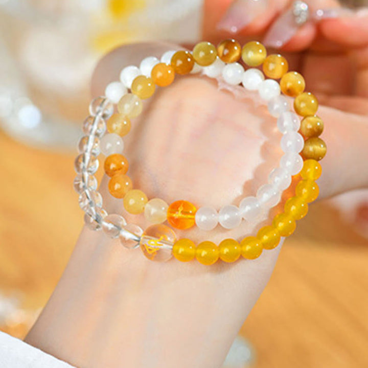 Buddha Stones Cinque Elementi Vari Agata Cristallo Perla Onice Nero Agata Bianca Cristallo Bianco Braccialetto della Fortuna - image 34