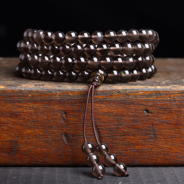 Buddha Stones 108 Mala Beads Braccialetto di ossidiana nera lce Obsidian Fulfilment