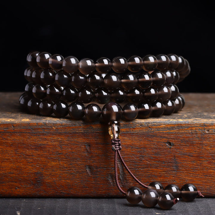 Buddha Stones 108 Mala Beads Braccialetto di ossidiana nera lce Obsidian Fulfilment