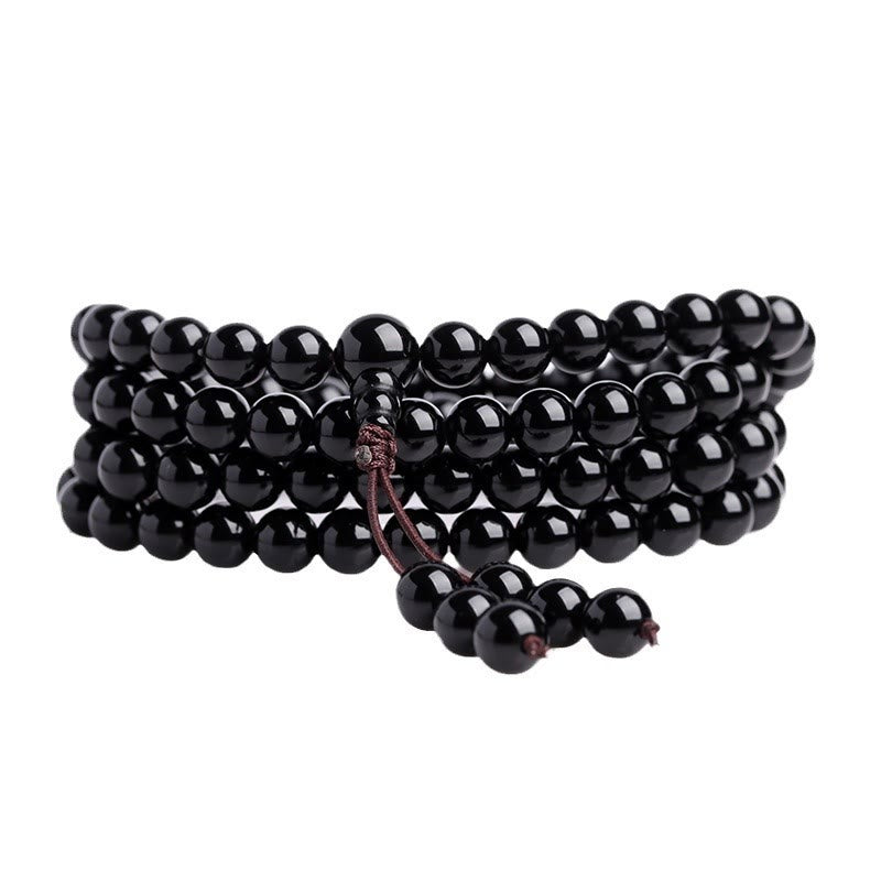 Buddha Stones 108 Mala Beads Braccialetto di ossidiana nera lce Obsidian Fulfilment