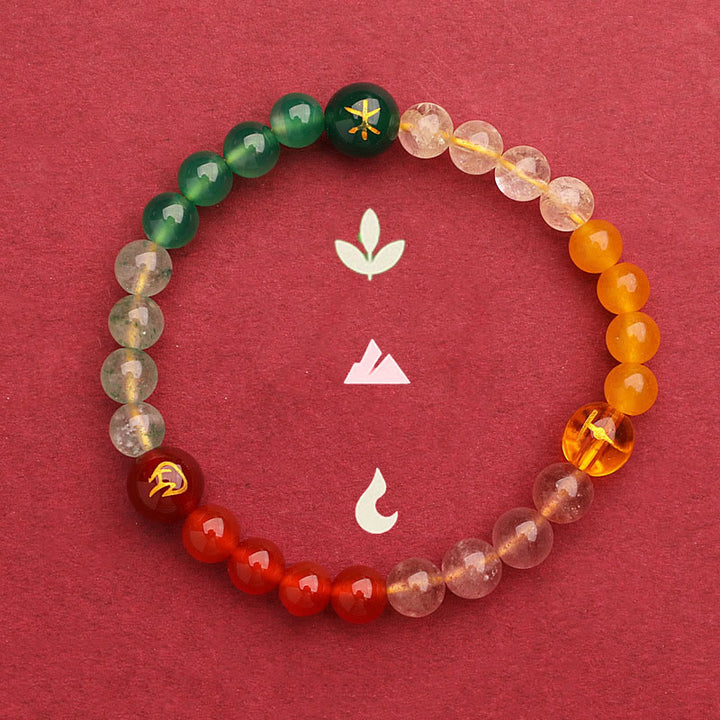 Buddha Stones Cinque Elementi Vari Agata Cristallo Verde Fragola Quarzo Pietra del Sole Bracciale Ricchezza