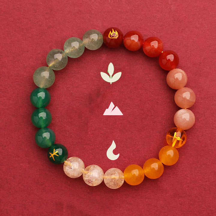 Buddha Stones Cinque Elementi Vari Agata Cristallo Verde Fragola Quarzo Pietra del Sole Bracciale Ricchezza