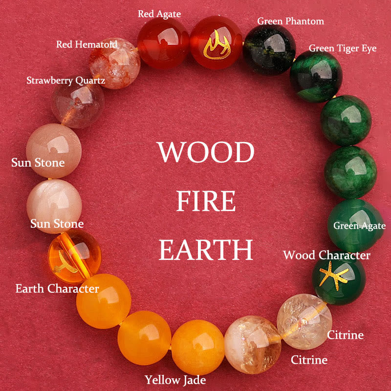 Buddha Stones Cinque Elementi Vari Agata Cristallo Verde Fragola Quarzo Pietra del Sole Bracciale Ricchezza