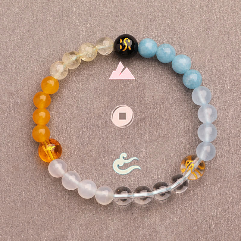 Buddha Stones Cinque Elementi Vari Agata Cristallo Verde Fragola Quarzo Pietra del Sole Bracciale Ricchezza