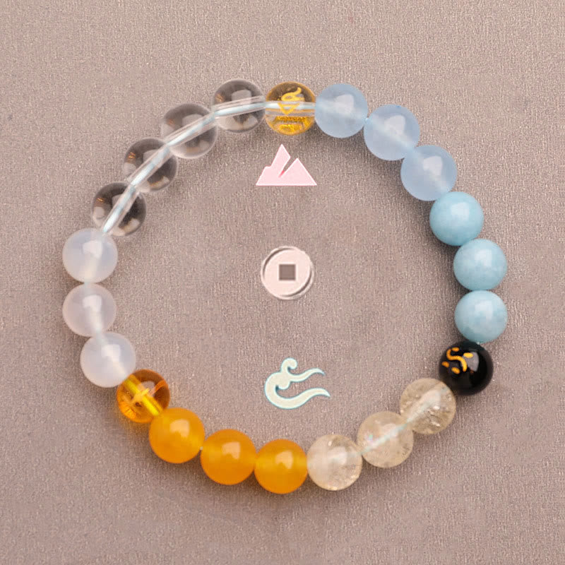 Buddha Stones Cinque Elementi Vari Agata Cristallo Verde Fragola Quarzo Pietra del Sole Bracciale Ricchezza