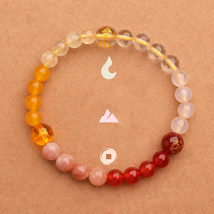 Buddha Stones Cinque Elementi Vari Agata Cristallo Verde Fragola Quarzo Pietra del Sole Bracciale Ricchezza