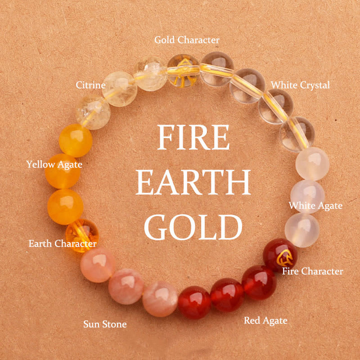 Buddha Stones Cinque Elementi Vari Agata Cristallo Verde Fragola Quarzo Pietra del Sole Bracciale Ricchezza