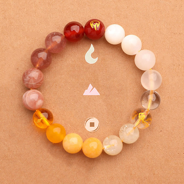 Buddha Stones Cinque Elementi Vari Agata Cristallo Verde Fragola Quarzo Pietra del Sole Bracciale Ricchezza