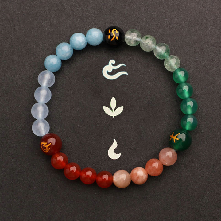 Buddha Stones Cinque Elementi Vari Agata Cristallo Verde Fragola Quarzo Pietra del Sole Bracciale Ricchezza
