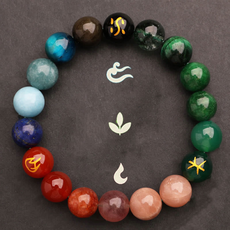 Buddha Stones Cinque Elementi Vari Agata Cristallo Verde Fragola Quarzo Pietra del Sole Bracciale Ricchezza