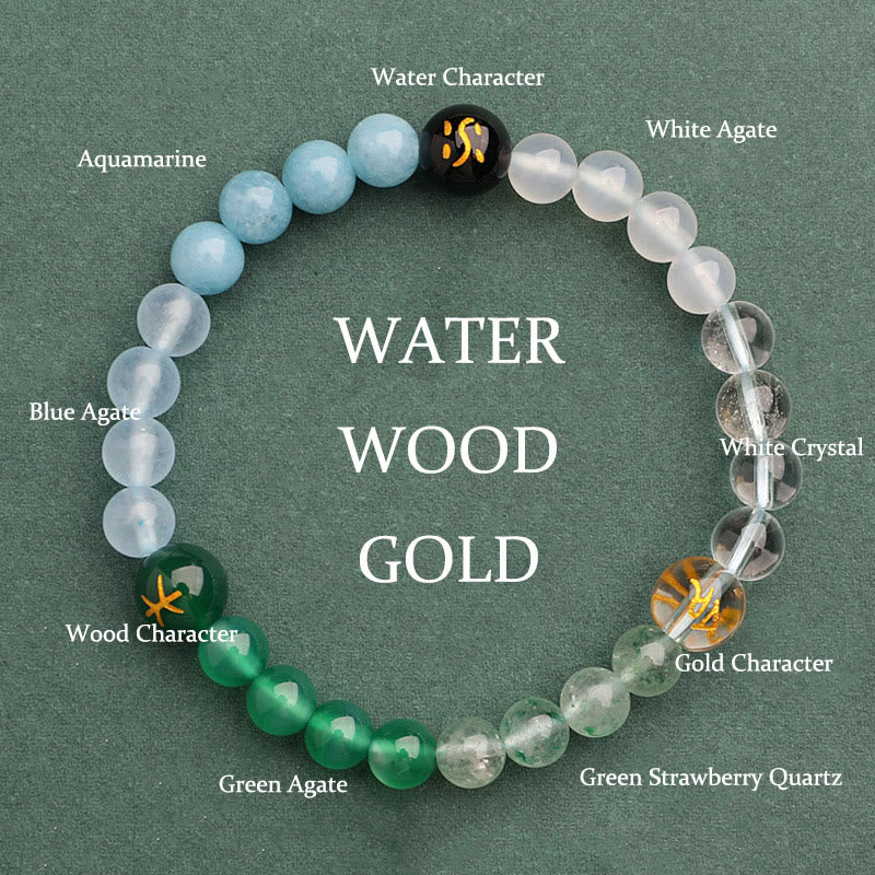Buddha Stones Cinque Elementi Vari Agata Cristallo Verde Fragola Quarzo Pietra del Sole Bracciale Ricchezza