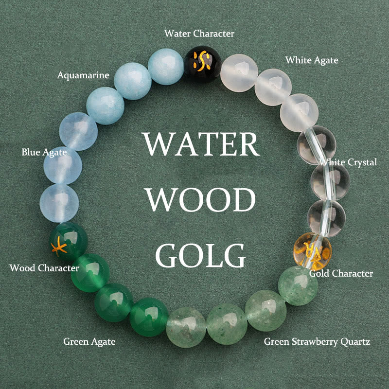 Buddha Stones Cinque Elementi Vari Agata Cristallo Verde Fragola Quarzo Pietra del Sole Bracciale Ricchezza