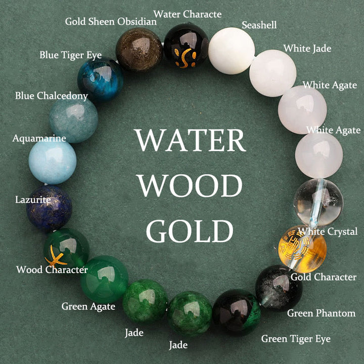 Buddha Stones Cinque Elementi Vari Agata Cristallo Verde Fragola Quarzo Pietra del Sole Bracciale Ricchezza