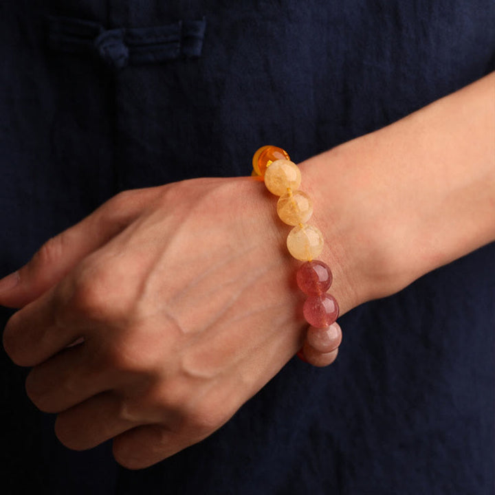 Buddha Stones Cinque Elementi Vari Agata Cristallo Verde Fragola Quarzo Pietra del Sole Bracciale Ricchezza - image 33