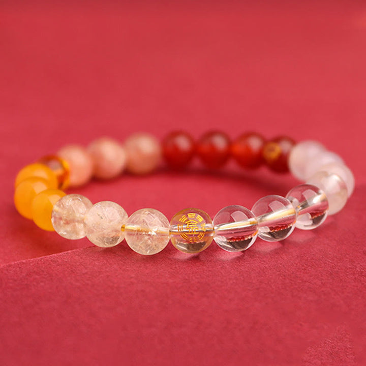 Buddha Stones Cinque Elementi Vari Agata Cristallo Verde Fragola Quarzo Pietra del Sole Bracciale Ricchezza