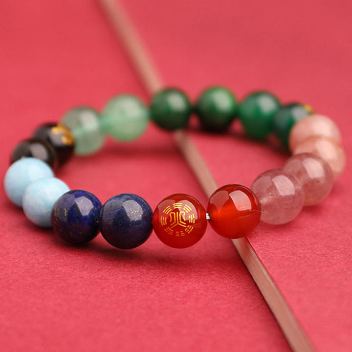 Buddha Stones Cinque Elementi Vari Agata Cristallo Verde Fragola Quarzo Pietra del Sole Bracciale Ricchezza