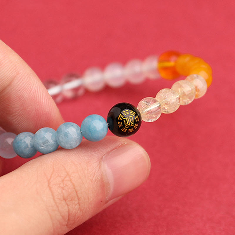 Buddha Stones Cinque Elementi Vari Agata Cristallo Verde Fragola Quarzo Pietra del Sole Bracciale Ricchezza