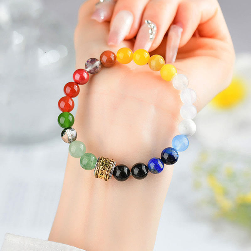 Buddha Stones Cinque Elementi Vari Agata Cristallo Agata Rossa Oro Lucente Ossidiana Agata Gialla Braccialetto della Fortuna - image 5