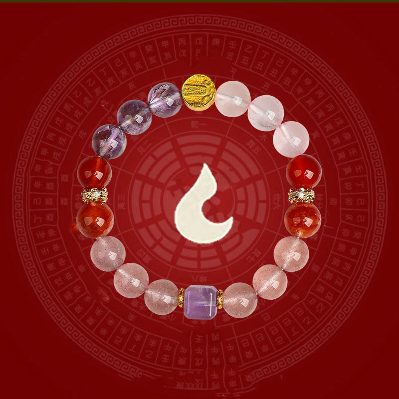 Buddha Stones Cinque Elementi Vari Agata Cristallo Verde Fantasma Quarzo Rutilato Uva Verde Agata Malachite Braccialetto della Fortuna - image 18