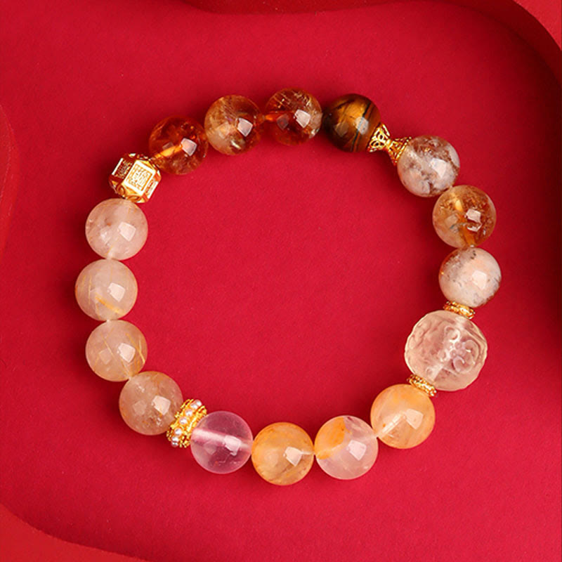 Buddha Stones Cinque Elementi Vari Agata Cristallo Verde Fantasma Quarzo Rutilato Uva Verde Agata Malachite Braccialetto della Fortuna - image 25