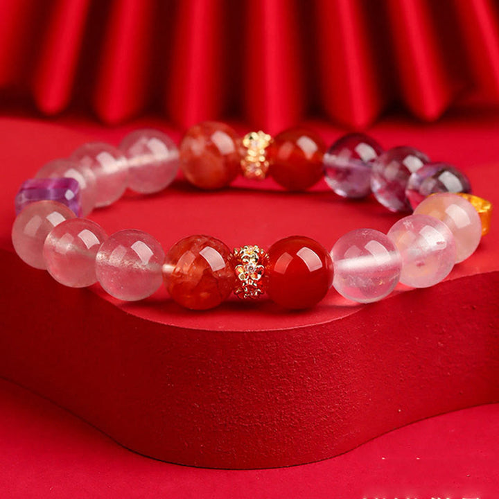 Buddha Stones Cinque Elementi Vari Agata Cristallo Verde Fantasma Quarzo Rutilato Uva Verde Agata Malachite Braccialetto della Fortuna - image 19