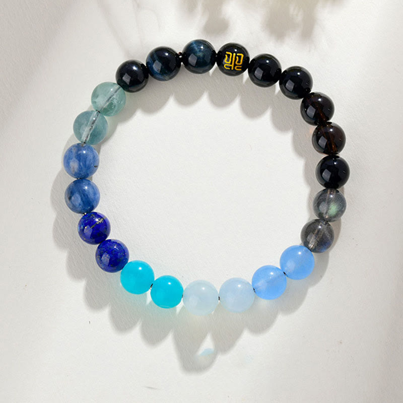 Buddha Stones Cinque Elementi Vari Agata Cristallo Quarzo Rutilato Occhio di Tigre Agata Gialla Citrino Braccialetto della Fortuna - Acqua (circonferenza del polso: 14-16 cm) - 8 millimetri - image 23