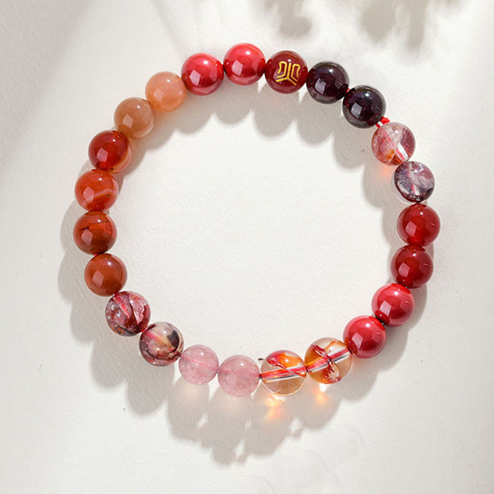 Buddha Stones Cinque Elementi Vari Agata Cristallo Quarzo Rutilato Occhio di Tigre Agata Gialla Citrino Braccialetto della Fortuna - Fuoco (circonferenza del polso: 14-16 cm) - 8 millimetri - image 28