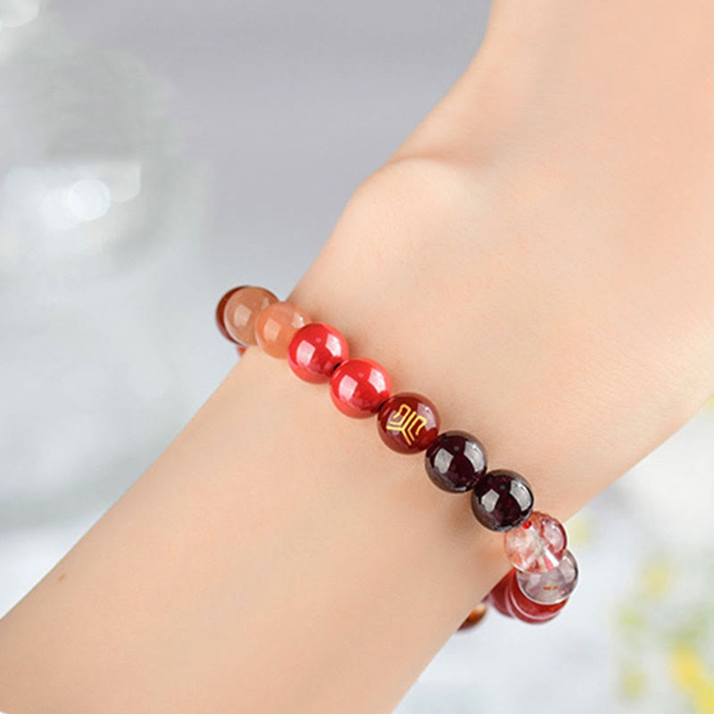 Buddha Stones Cinque Elementi Vari Agata Cristallo Quarzo Rutilato Occhio di Tigre Agata Gialla Citrino Braccialetto della Fortuna - image 30