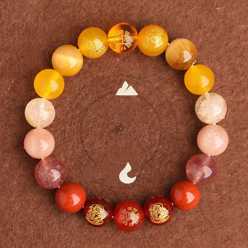 Buddha Stones Cinque Elementi Vari Agata Cristallo Agata Rossa del Sud Quarzo Fragola Pietra del Sole Citrino Braccialetto della Fortuna