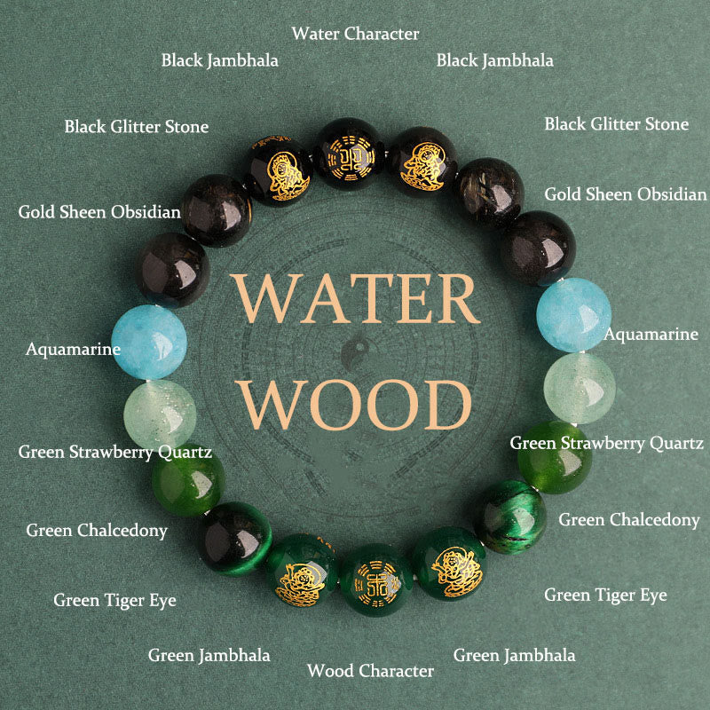 Buddha Stones Cinque Elementi Vari Agata Cristallo Agata Rossa del Sud Quarzo Fragola Pietra del Sole Citrino Braccialetto della Fortuna - Legno d'acqua (circonferenza del polso: 14-16 cm) - 10 millimetri - image 15