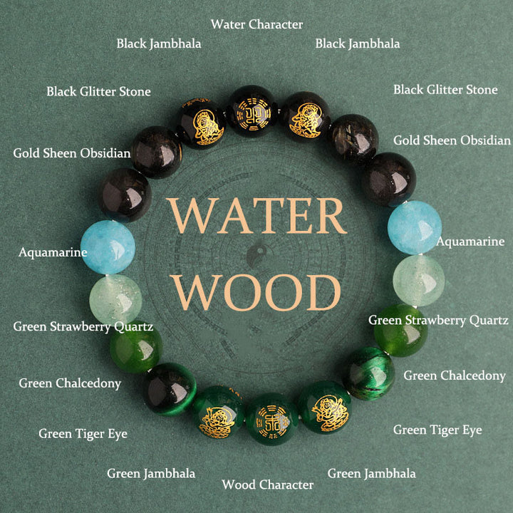 Buddha Stones Cinque Elementi Vari Agata Cristallo Agata Rossa del Sud Quarzo Fragola Pietra del Sole Citrino Braccialetto della Fortuna - Legno d'acqua (circonferenza del polso: 14-16 cm) - 10 millimetri - image 15