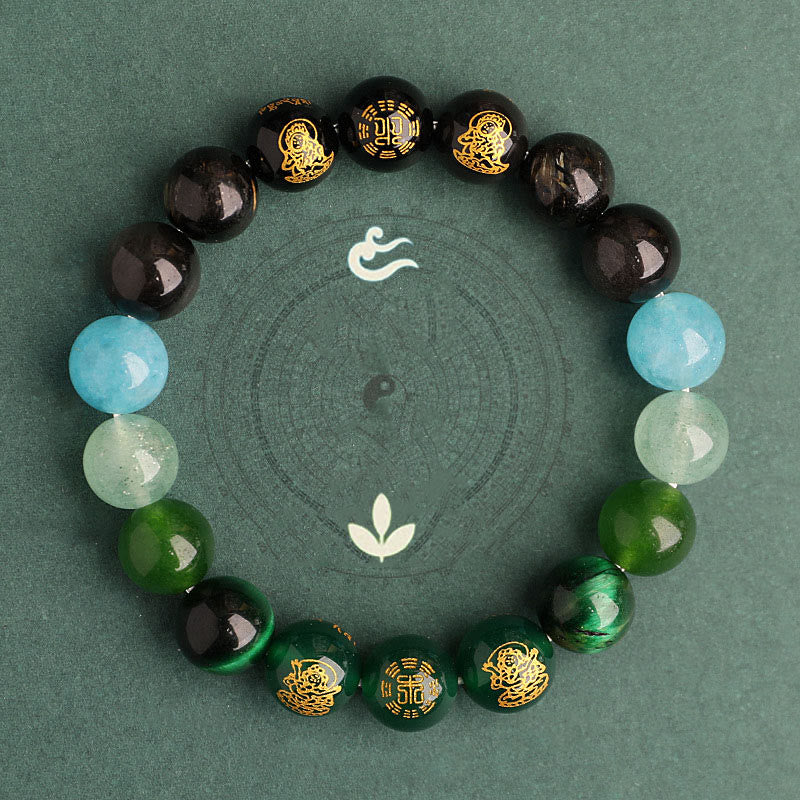 Buddha Stones Cinque Elementi Vari Agata Cristallo Agata Rossa del Sud Quarzo Fragola Pietra del Sole Citrino Braccialetto della Fortuna