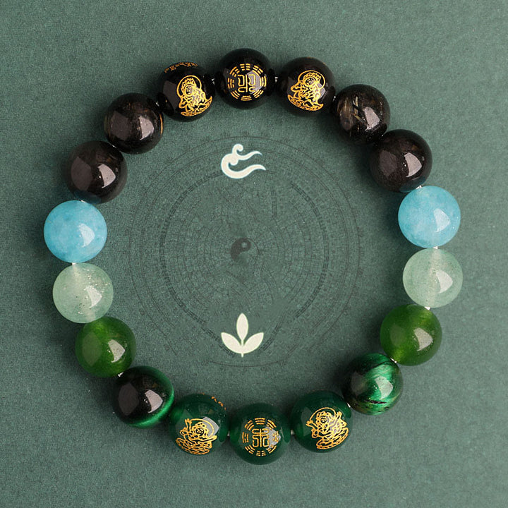 Buddha Stones Cinque Elementi Vari Agata Cristallo Agata Rossa del Sud Quarzo Fragola Pietra del Sole Citrino Braccialetto della Fortuna