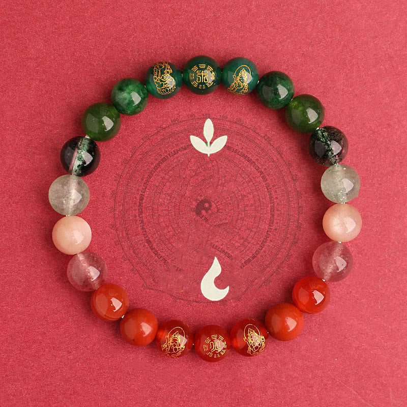 Buddha Stones Cinque Elementi Vari Agata Cristallo Agata Rossa del Sud Quarzo Fragola Pietra del Sole Citrino Braccialetto della Fortuna