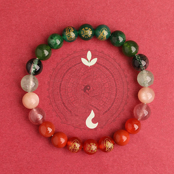 Buddha Stones Cinque Elementi Vari Agata Cristallo Agata Rossa del Sud Quarzo Fragola Pietra del Sole Citrino Braccialetto della Fortuna