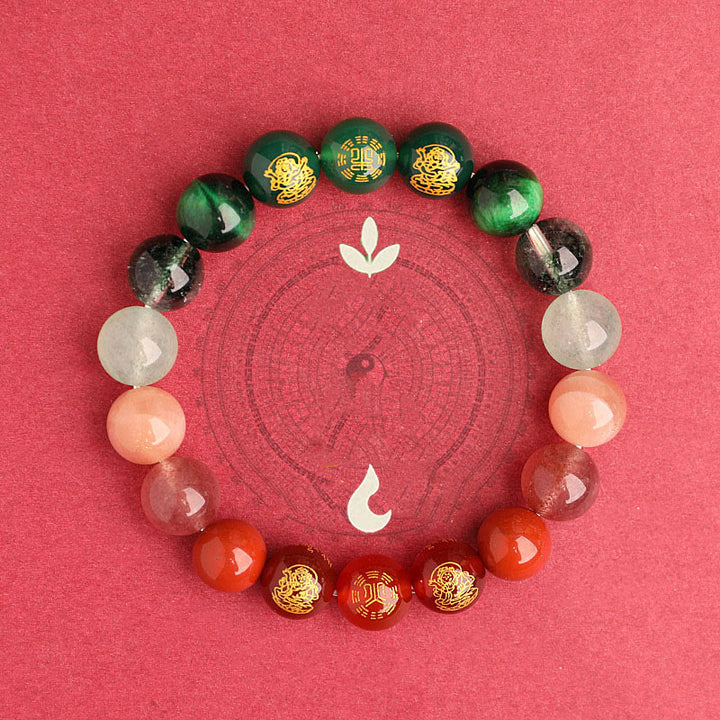 Buddha Stones Cinque Elementi Vari Agata Cristallo Agata Rossa del Sud Quarzo Fragola Pietra del Sole Citrino Braccialetto della Fortuna