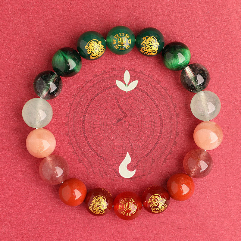 Buddha Stones Cinque Elementi Vari Agata Cristallo Agata Rossa del Sud Quarzo Fragola Pietra del Sole Citrino Braccialetto della Fortuna