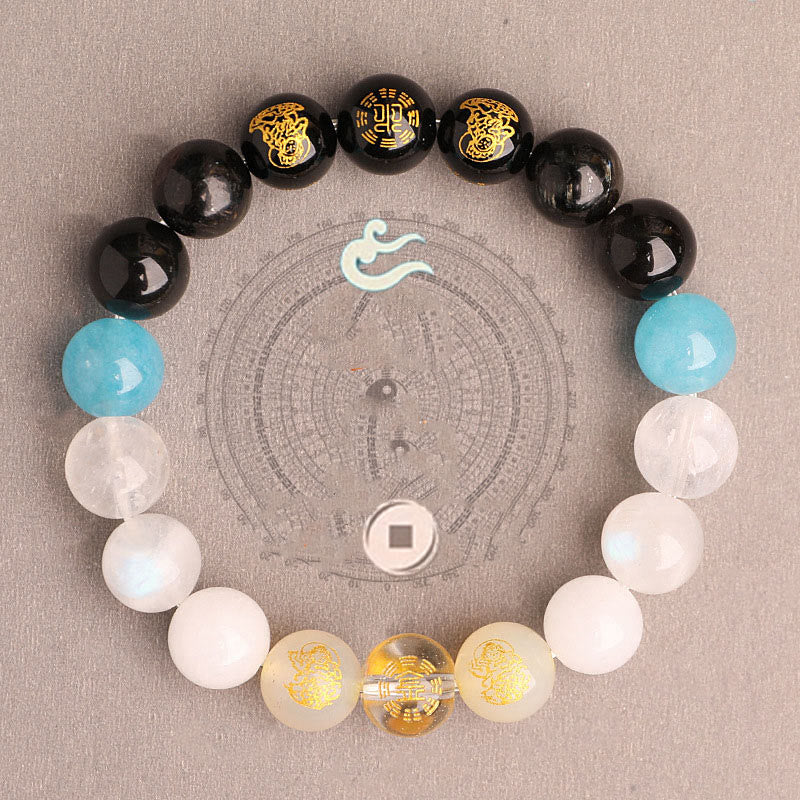 Buddha Stones Cinque Elementi Vari Agata Cristallo Agata Rossa del Sud Quarzo Fragola Pietra del Sole Citrino Braccialetto della Fortuna