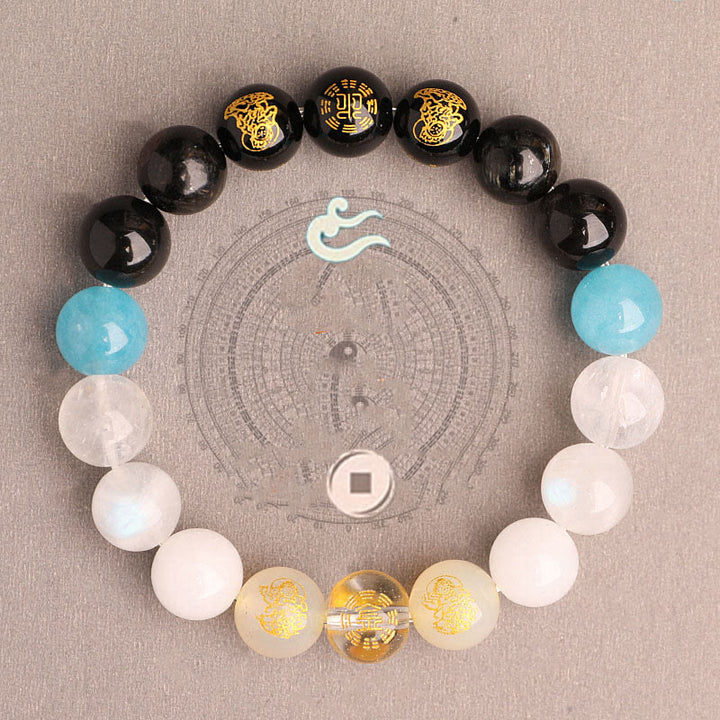 Buddha Stones Cinque Elementi Vari Agata Cristallo Agata Rossa del Sud Quarzo Fragola Pietra del Sole Citrino Braccialetto della Fortuna