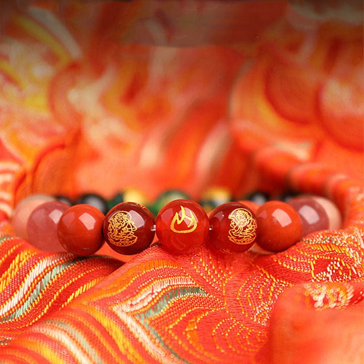 Buddha Stones Cinque Elementi Vari Agata Cristallo Agata Rossa del Sud Quarzo Fragola Pietra del Sole Citrino Braccialetto della Fortuna